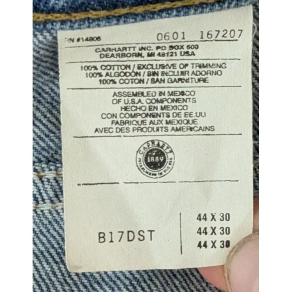 Carhartt B17 DST Relaxed Fit Straight Leg Jeans Blue Denim 44x30 Vintage 2001
